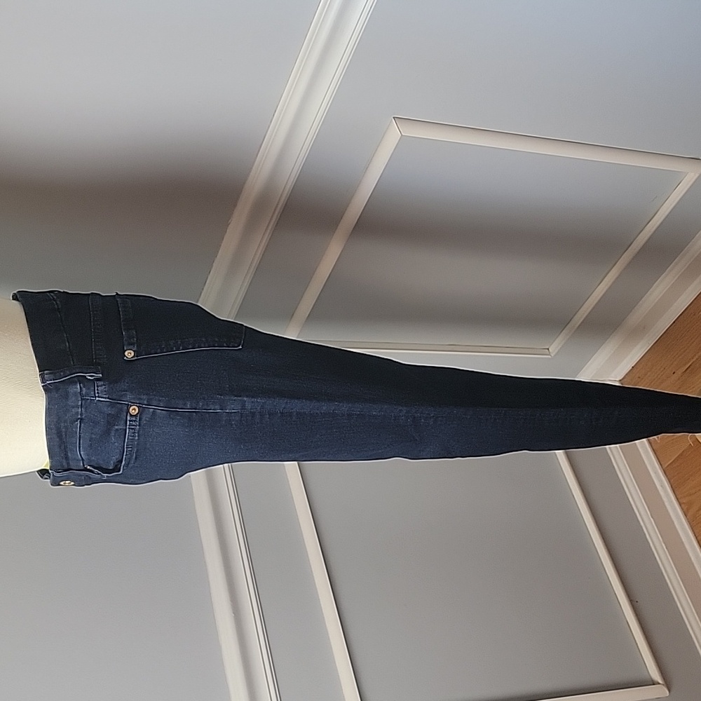 7 FOR ALL MANKIND‎ The Skinny Dark Wash Raw Hem Stretch Casual Designer Jeans 30 - Picture 2 of 11